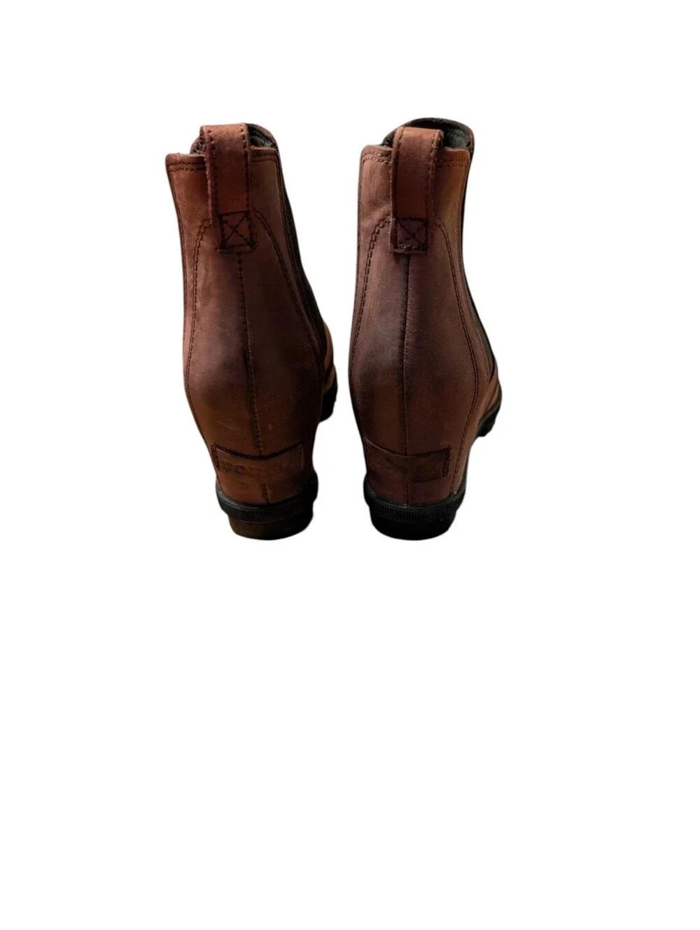Sorel Joan of Arctic Wedge Chelsea Boots Brown-burgundy Leather Waterproof 6.5